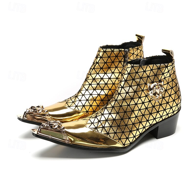 Men's Gold Plated Cowboy Boots with Shiny Finish and Elegant Design – Ideal for Nightlife Events, Special Occasions and Trendsetting Style2