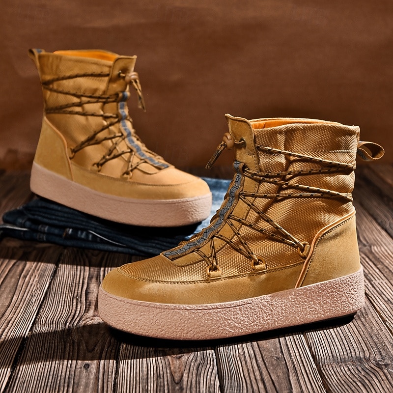 Men's Insulated Lace-Up Ankle Winter Boots with Thick Sole, Fashionable Warm Snow Shoes for Outdoor Hiking, Camping and Everyday Casual Wear4