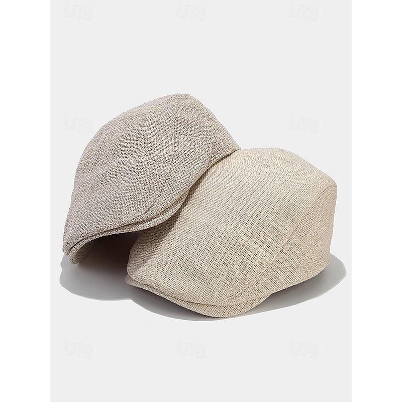 Men's Breathable Linen Cotton Flat Cap, Classic Vintage Newsboy Ivy Hat for Casual Wear, Driving and Outdoor Activities4