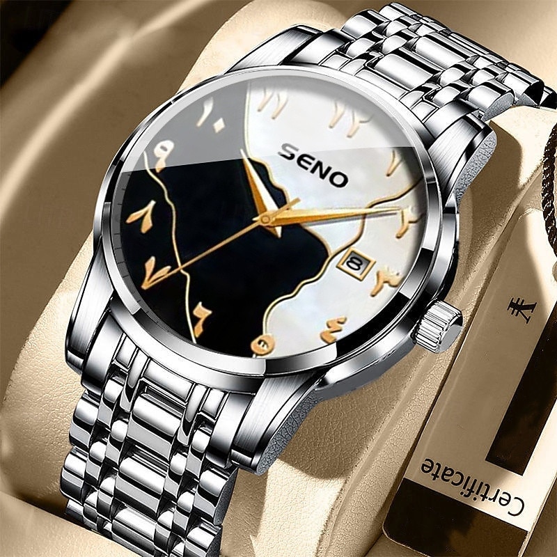 The New Arabic High-End Steel Band Men'S Business Watch With Ipx7 Water Resistance Calendar Casual Fashionable And Trendy Quartz Watch Men'S Sports Wristwatch