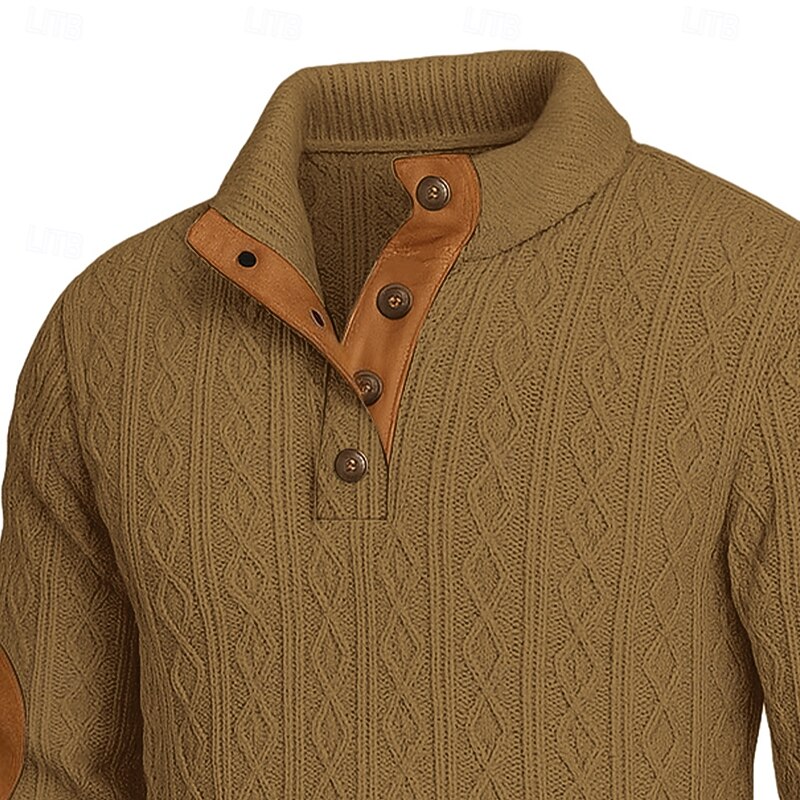 Men's Turtleneck Sweater Pullover Sweater Jumper Patch Sweater Ribbed Knit Regular Tops Knitted Ribbed Color Block Standing Collar Daily Keep Warm Casual Daily Wear Clothing Apparel Fall Winter White2