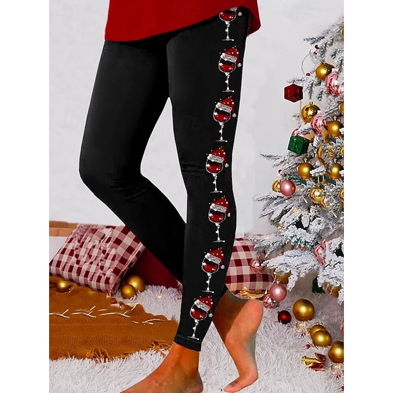 Women's Leggings Vacation Vintage Ethnic Style Full Length High WaistPantsUgly Christmas Graphic Elk Snowflake 3D Print Quick Dry Breathability Soft Stretchy Outdoor Home Causal Black Yellow Red2