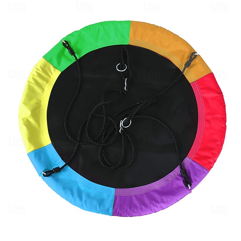 Rainbow 40" Saucer Tree Swing - 700Lb Capacity, Waterproof Oxford Fabric with Adjustable Ropes for Playground & Backyard Fun4