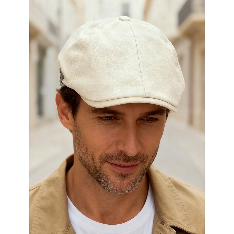 Men's Cotton Flat Cap Vintage Newsboy Hat, Adjustable Gatsby Beret Cap for Christmas Parties, Winter Outfits and Casual Daily Wear4