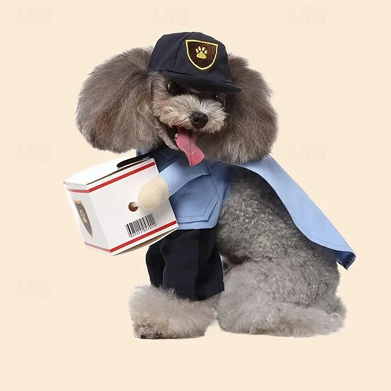 For Small And Medium Dogs And Cats - Courier Cosplay Apparel Halloween Pet Costume With Hat - Perfect For Festivals And Parties4