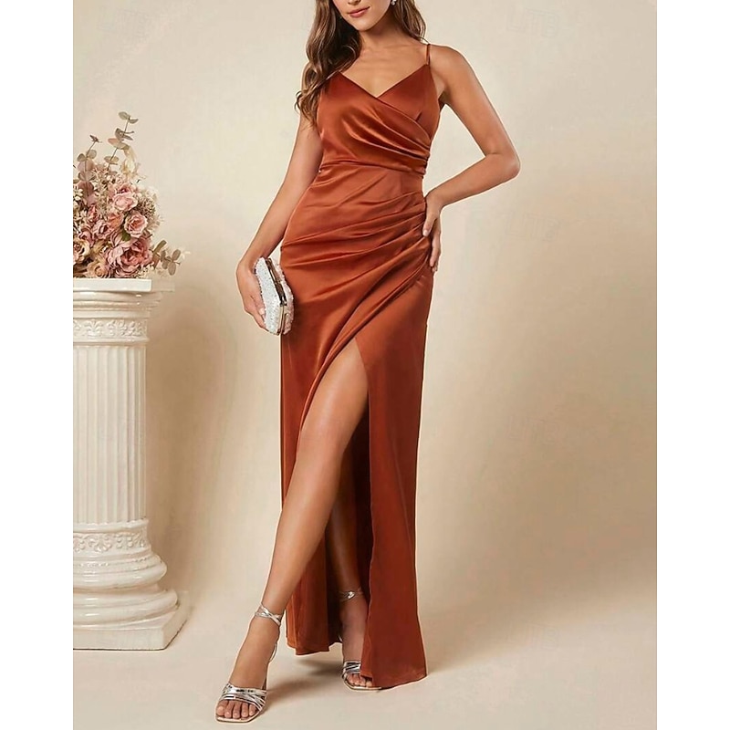 Women's Long Dress Maxi Dress Party Dress Cocktail Dress Satin Dress Slip Dress Fashion Modern Party Special Occasion Evening Party Regular Fit Plain Sleeveless Spaghetti Strap Black Wine Dark Green