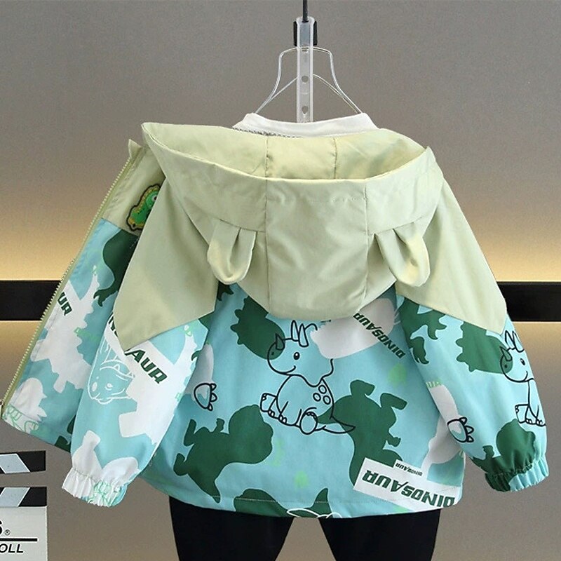 Kids Boys' Hiking Jacket Outdoor Jacket Baseball Jackets Outerwear Color Block Long Sleeve Zipper Pocket Lightweight Comfort Windproof Coat Outdoor Fashion Daily Azure Leaf Spring Fall 4 years+3