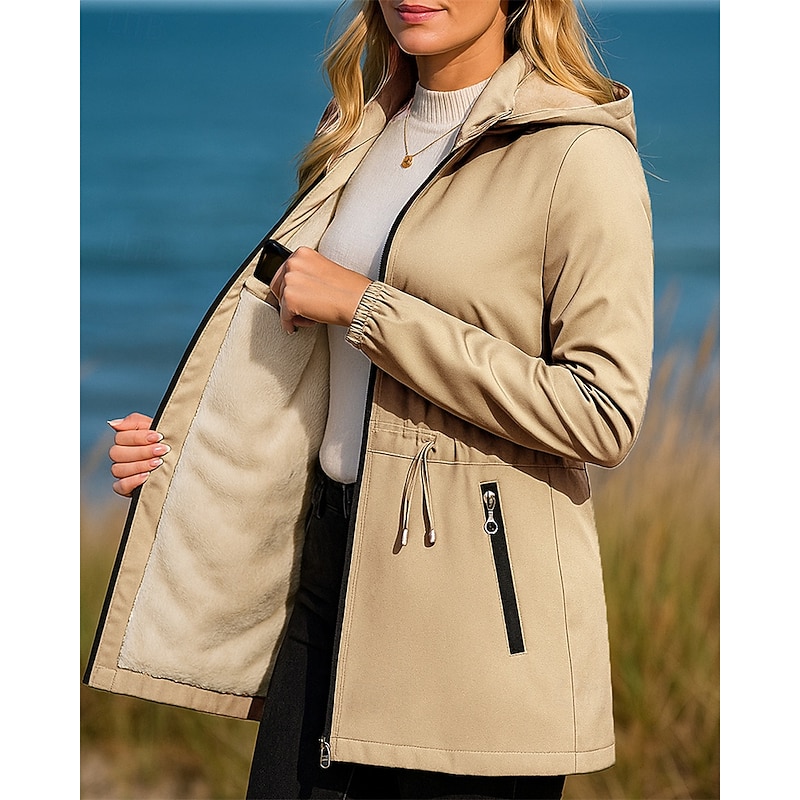 Women's Hiking Jacket Fleece Jacket Thermal Jacket Winter Outdoor Thermal Warm Top Black Red Green Khaki3