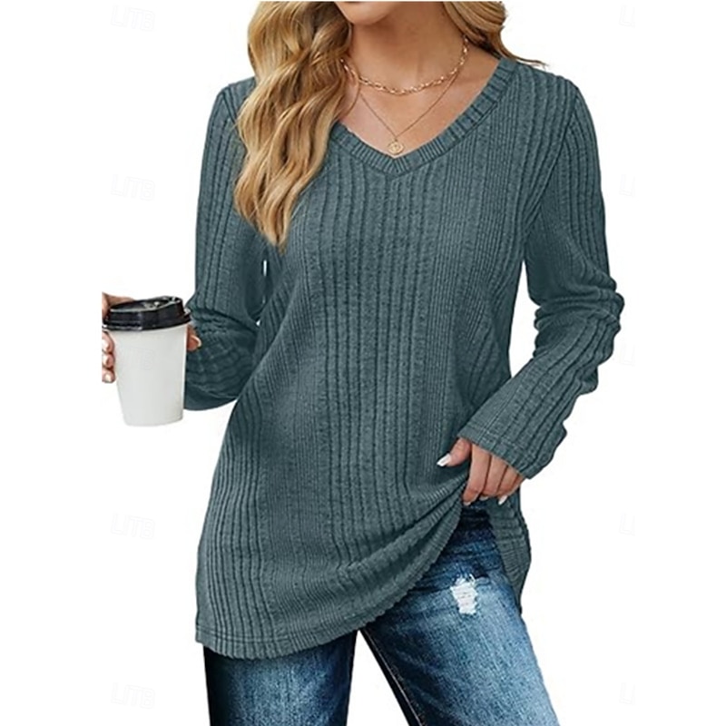 Women's Blouse Solid Color Stylish Casual Long Sleeve V Neck Regular Tops Daily Ruched Black Red Green Khaki Spring Fall Winter2