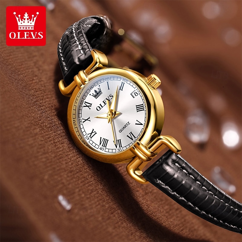 OLEVS 5645 New Original Women Watch Classic Roman Scale Casual Watch Leather Waterproof Luminous Watch Brand Women Quartz Watch3