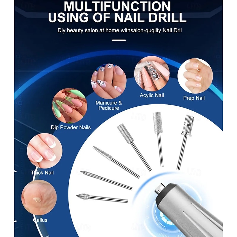 Nail Polisher Professional Emery Drill Portable 45000 RPM XI.CAI Portable Sander Charging Type2