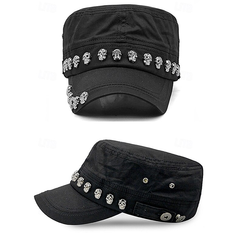 Men's Halloween Skull Embellished Hat – Cotton Gothic Punk Cap for Parties, Concerts and Cosplay4