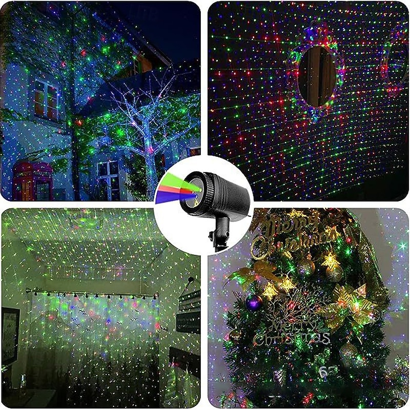Christmas Projector Lights Outdoor Red and Green Starlight Projection Light with Remote Control Halloween Christmas Party New Year Decoration Waterproof and Frostproof4