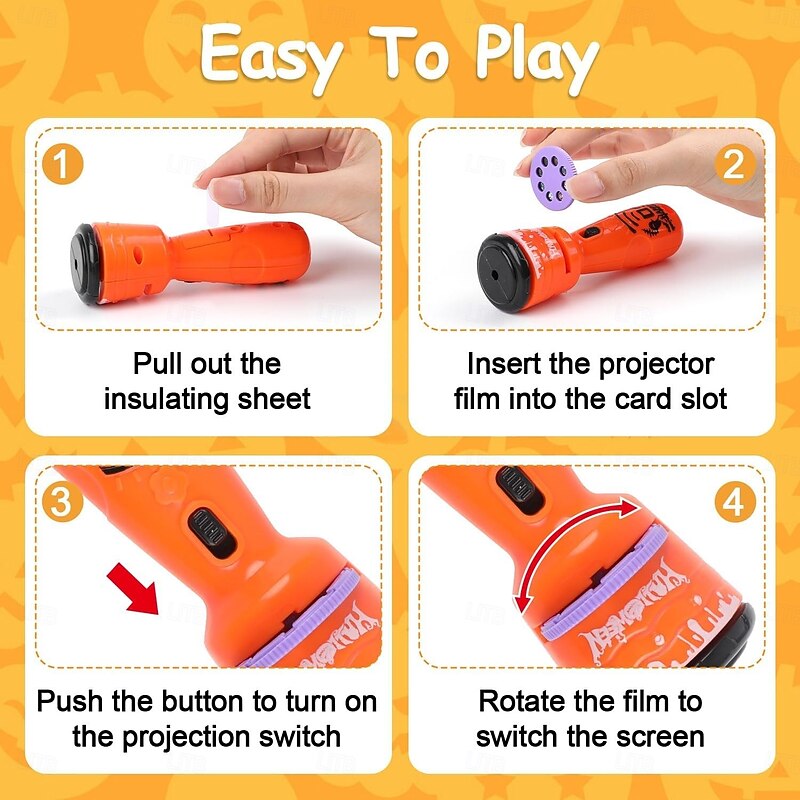 Halloween Projection Flashlight24 Different Halloween Theme Pattern Slide Projection Torch Pumpkin Ghost Mummy Bat for Children Gifts Party Supplies4