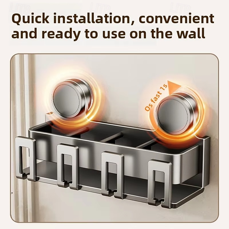 Mouthwash Cup Toothbrush Holder Suction Cup Toothbrush Holder With Squeezer Perforation-free Bathroom Shelf3