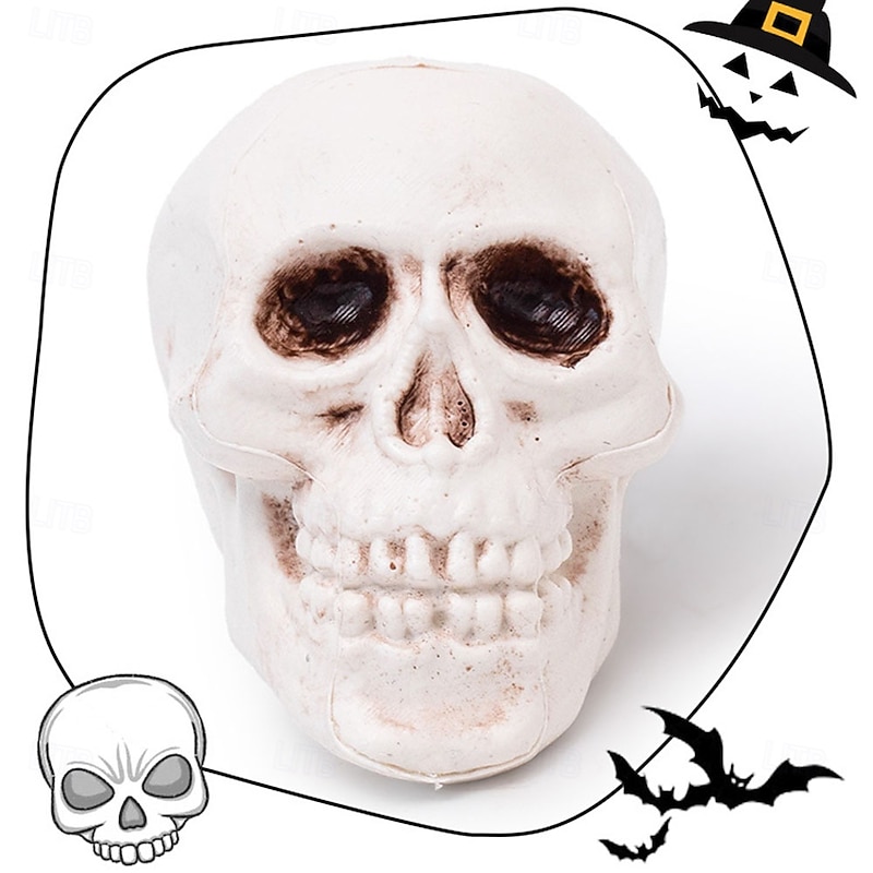 10pcs Spooky Skull Ghost Head Ornaments - Plastic Halloween & Christmas Seasonal Decor Net Pocket Design Indoor/Outdoor Haunted House Embellishments No Electricity Needed2