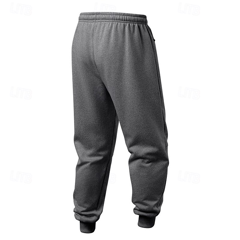 Men's Sweatpants Fleece Pants Joggers Trousers Drawstring Pocket Elastic Waist Plain Comfort Warm Sports Outdoor Daily Fashion Casual Black Light Grey Micro-elastic2