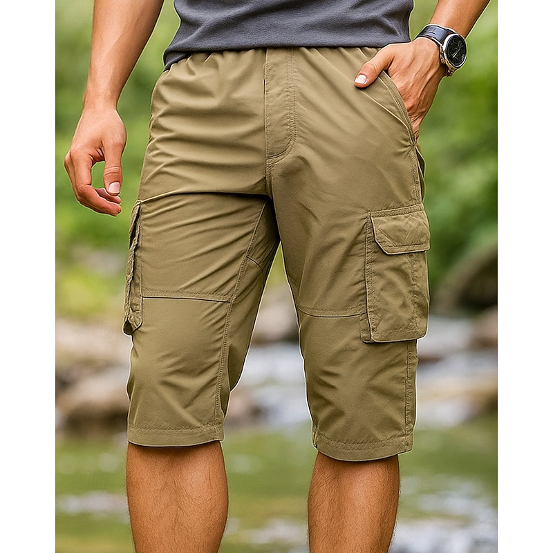 Men's Cargo Pants Convertible Zip Off Pants Hiking Pants Trousers Softshell Pants Outdoor Regular Fit Quick Dry Bottoms Pocket Elastic Waist Army Green Khaki Camping / Hiking Running S M L XL XXL2