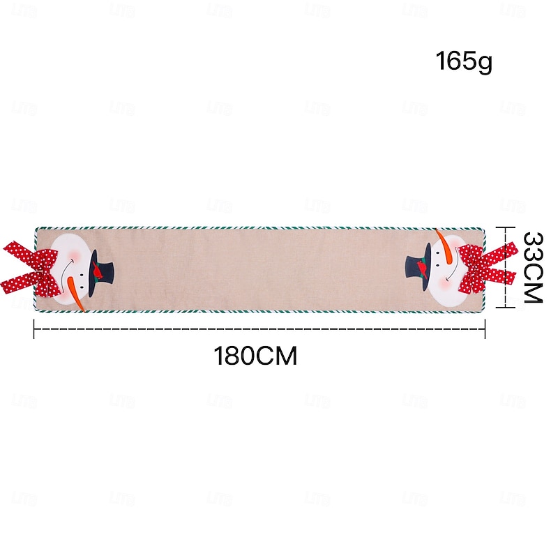 Christmas Burlap Table Runner with Santa Embroidery, Holiday Dining Table Flag, Xmas Home Hotel Restaurant Table Decoration2