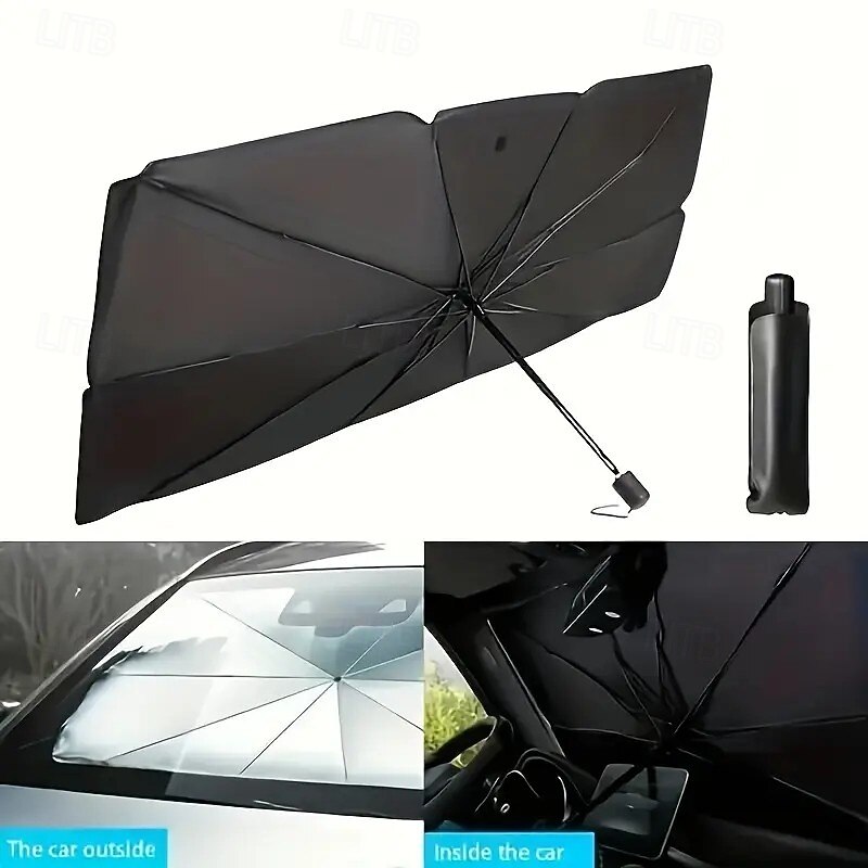 Car Sun Shade for Windshield – Heat-Blocking, UV Protection Sunshade with Privacy Curtain, Interior Accessory for Small Cars, Windshield Cover Umbrella4