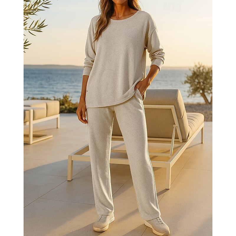 Women's 2 Piece Tracksuit Sweatsuit Sets Lounge Outfits  Baggy Solid Colored Clothing Suit Fall Black Red Vocation Outdoor Travel Lightweight Fashion Long Sleeve Sport Activewear Micro-elastic3