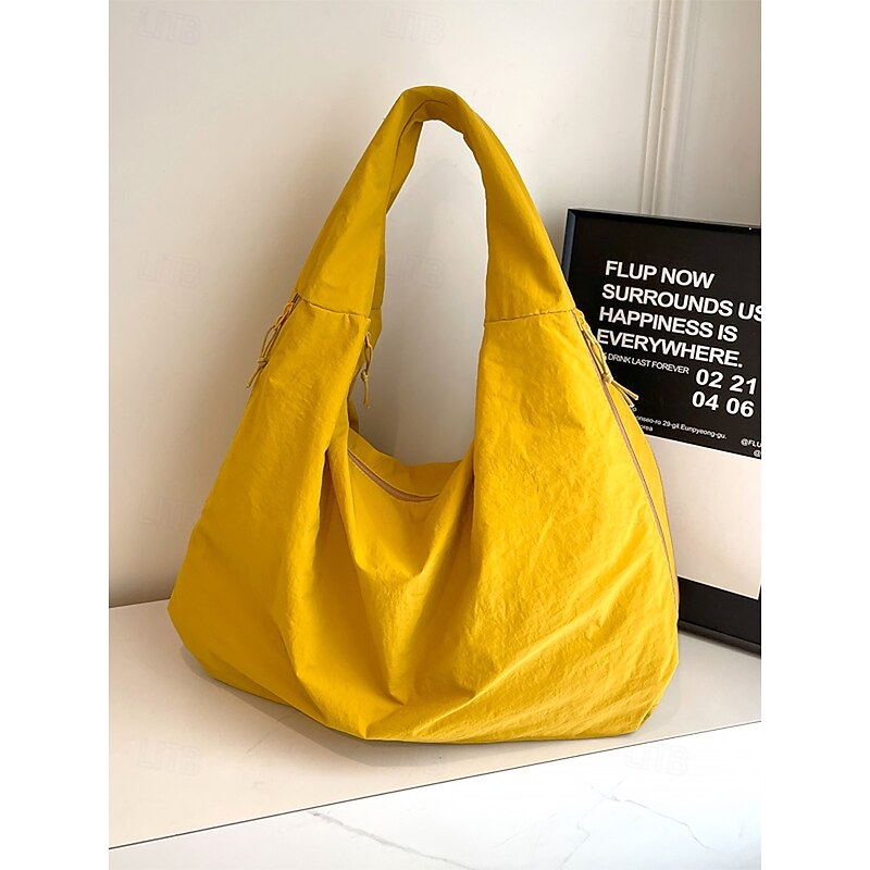 Women's Large Nylon Shoulder Tote Bag with Zipper Pockets, Hobo Bag,Lightweight Casual Travel Shopper Handbag for Work, School and Everyday Use3