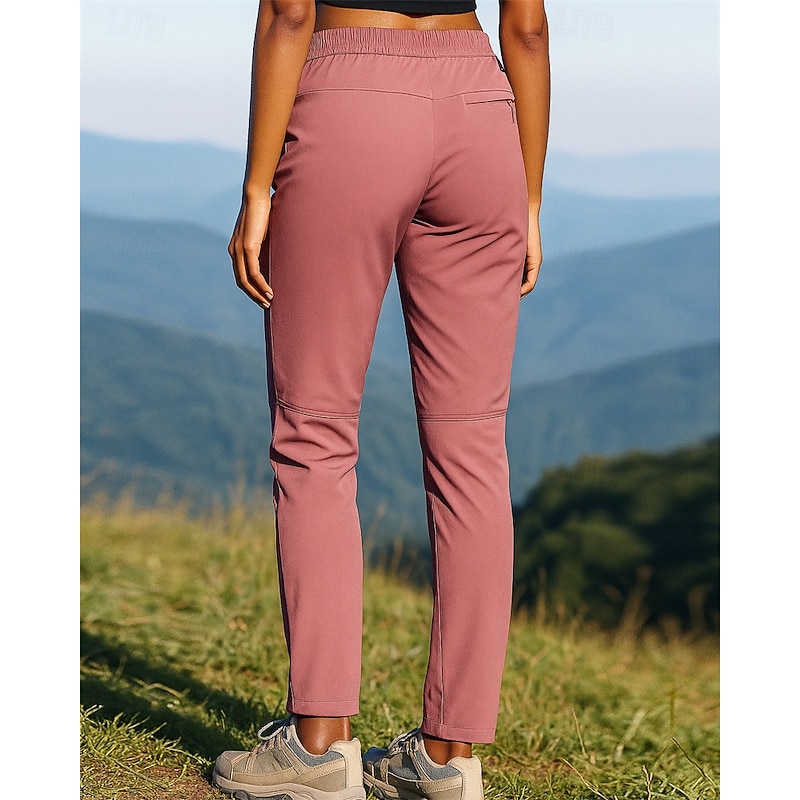 Women's Hiking Pants Trousers Waterproof Hiking Pants Hiking Trousers Fleece Pants Winter Outdoor Regular Fit Thermal Warm Waterproof Windproof Pants / Trousers Elastic Waist Black White Camping2