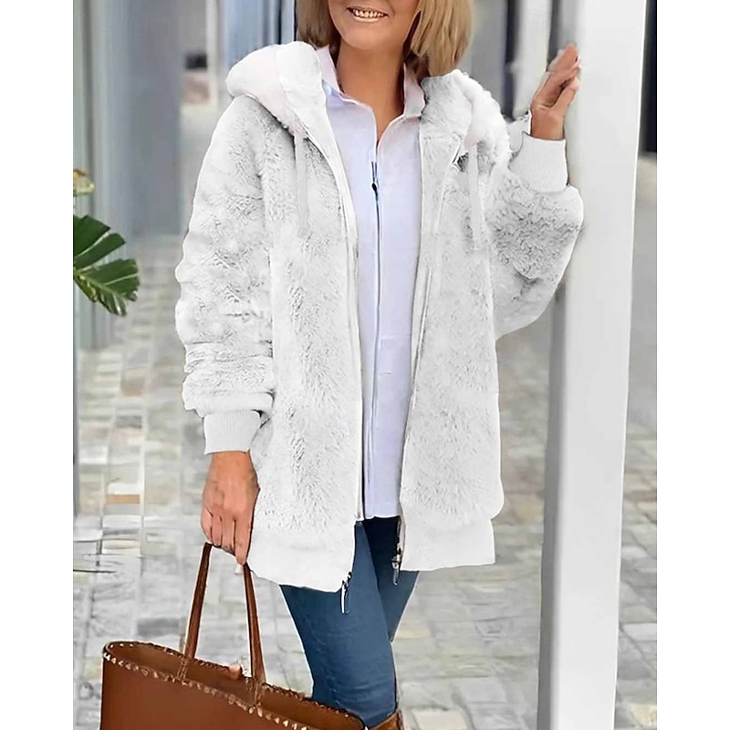 Women's Pullover Hoodie Sweatshirt Zip Up Hoodies Plain Warm Streetwear Casual Long Sleeve Hooded Regular Tops Street Dailywear Zip Up Black White Red Blue Khaki Fall Winter4