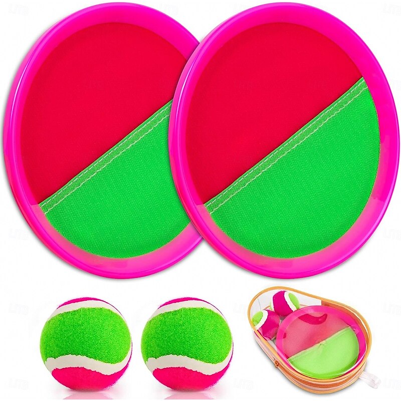 Toss and Catch Paddle Ball Game Outdoor Beach Pool Sand Toys Outside Lawn Yard Games for 3-2 Years Old Girls Boys Toys Birthday Gift (2 Paddles 2 Balls)