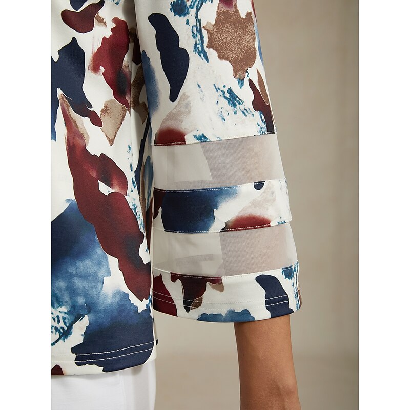 Women's Female Print Casual Multi Color Size S sleeve measures 50 cm (Sleeve length increases 1 cm with each size up) Elegant Daily Crew Neck Spring Fall3