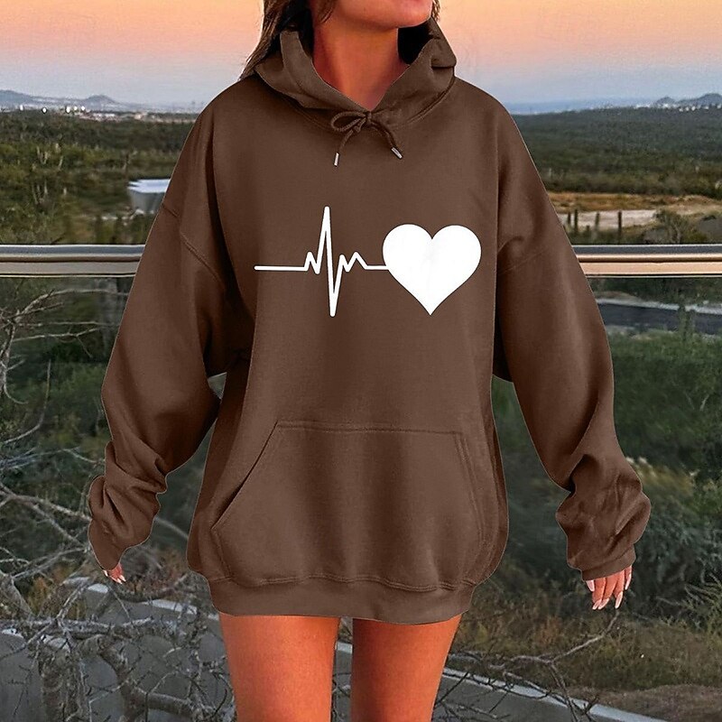 Women's Lounge Hoodie Fleece Pullover Sweatshirt with Pockets Long Sleeve Top Athleisure Graphic Warm Gym Running Fitness Sportswear Activewear Black White Red2