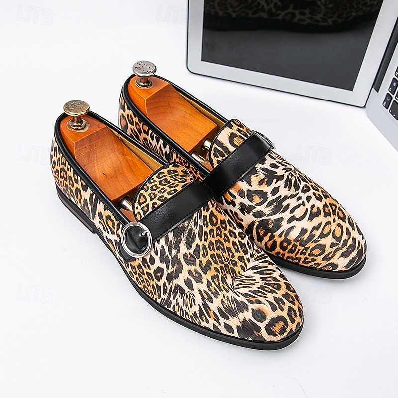 Men's Leopard Print Loafers with Metal Ring – Stylish Slip-On Party Shoes for Fashion-Forward Men, Nightclubs and Casual Events2