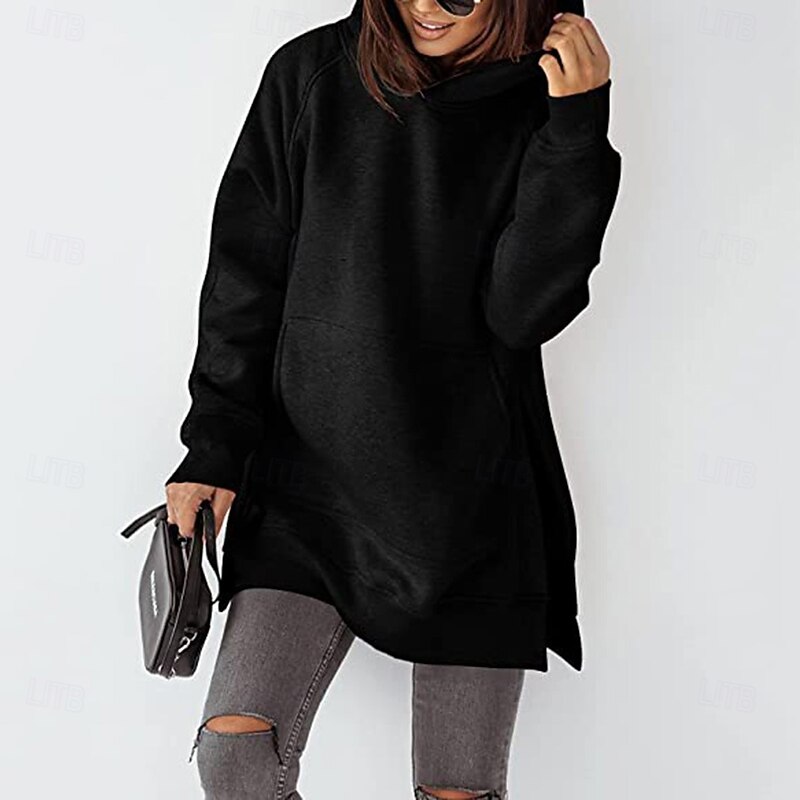 Women's Pullover Hoodie Sweatshirt Casual Long Sleeve Hooded Long Tops Black White Pink Red Blue Fall Winter3