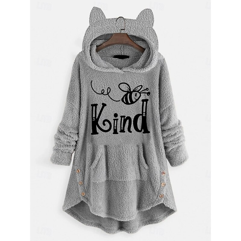 Women's Pullover Hoodie Sweatshirt Animal Casual Long Sleeve Hooded Long Tops Street Dailywear Casual Pink Wine Dark Pink Red Dark Gray Fall Winter3