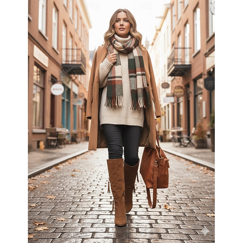 Women's Vintage Western Boots with Lace Detailing and Side Zipper, Mid-Calf Suede Boots for Casual and Country Style4