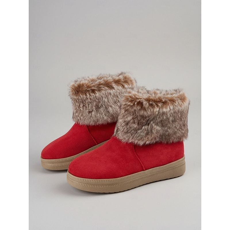 Women's Faux Fur-Lined Winter Ankle Boots with Suede Upper – Cozy Warm Footwear for Cold Weather2