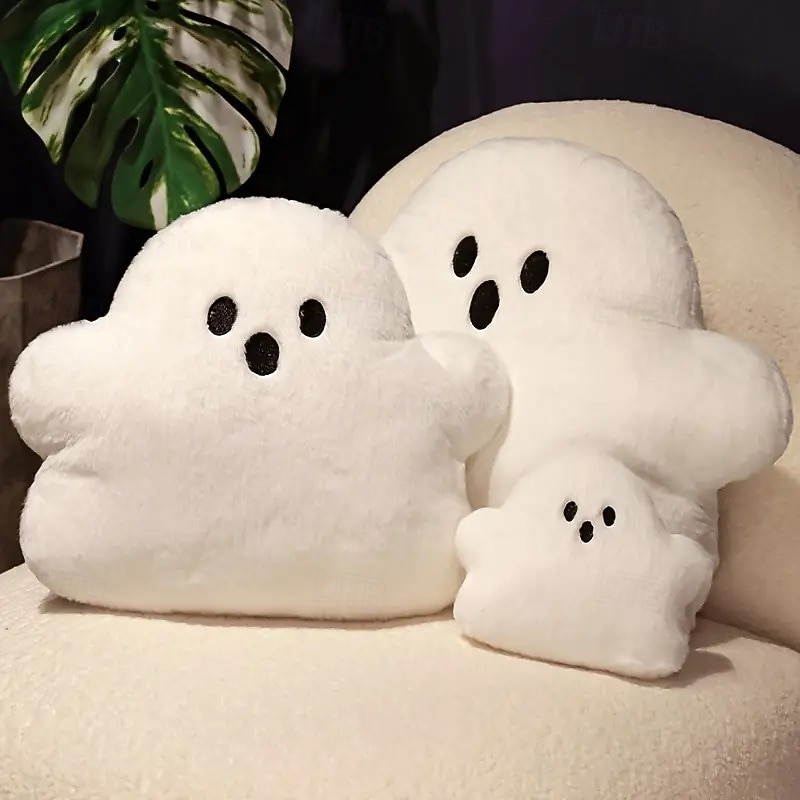 Halloween Cute Ghost Pillow Plush Cloud Cushion, Holiday Decorative Throw Pillow for Sofa, Bed, Living Room, Bedroom, Party, Car, Office & Outdoor Decoration