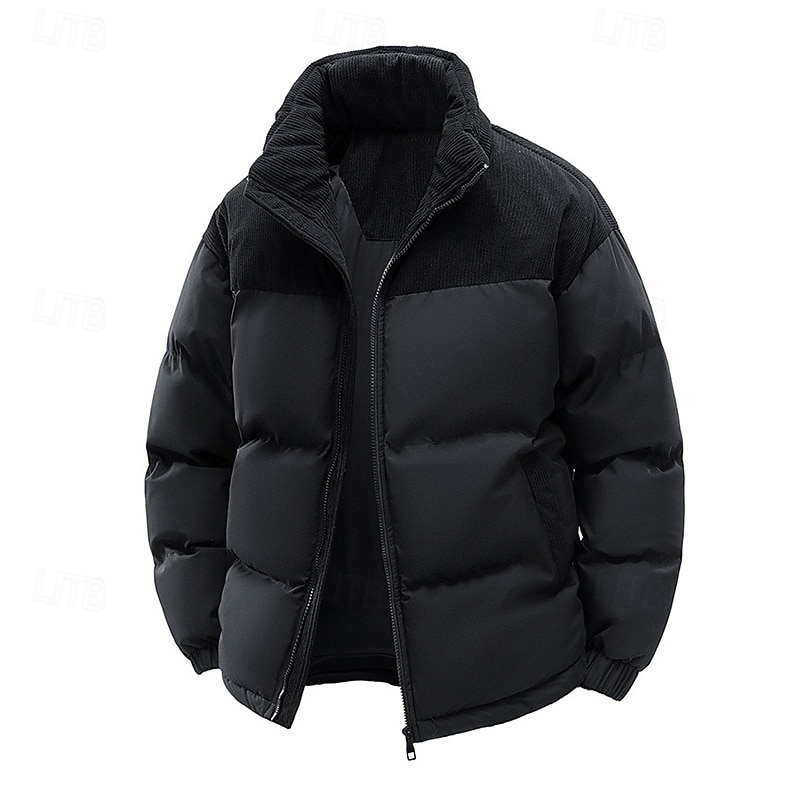 Men's Winter Coat Puffer Jacket Padded Jacket Pocket Polyster Vacation Daily Wear Date Regular Fashion Casual Comfortable Thermal Warm Winter Color Block Black Pink Blue Green Puffer Jacket2