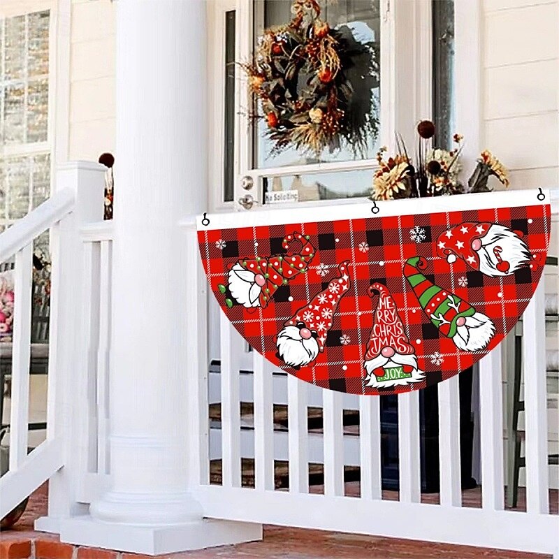 Christmas Fan Shaped Flag Outdoor Hanging Banner, Creative Cartoon Printed Door Window Hanging, Holiday Decoration for Home and Shop4