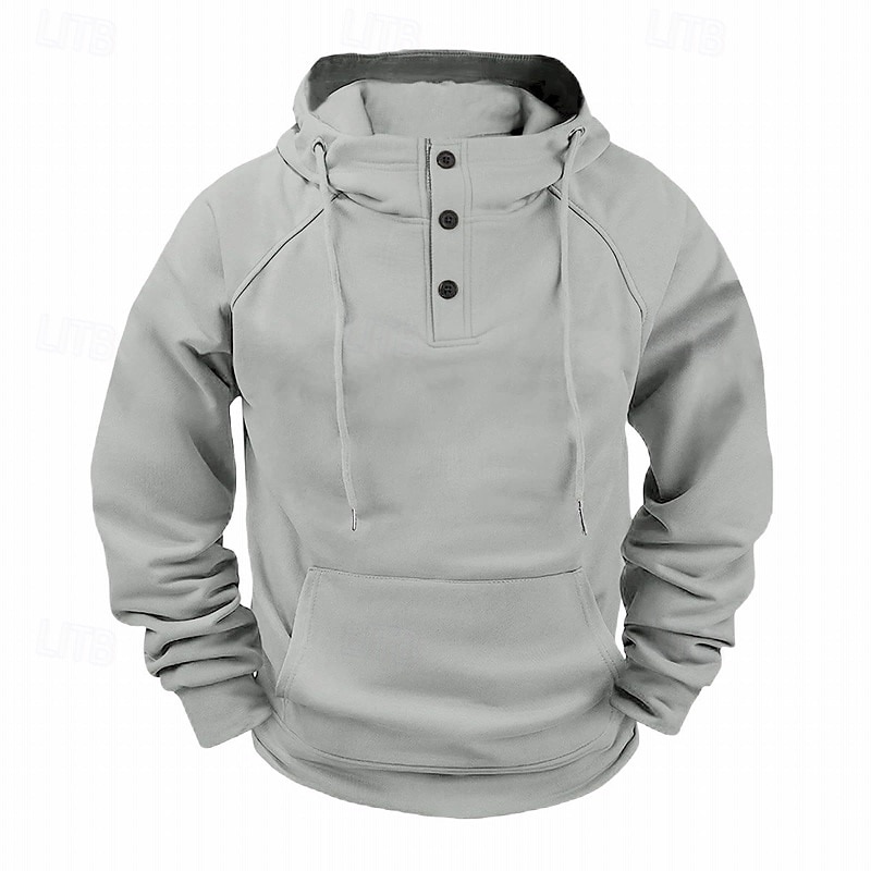Men's Hoodie Button Up Hoodie Tactical Hoodie Black White Burgundy Navy Blue Camel Hooded Plain Pocket Sports & Outdoor Casual Daily Streetwear Cool Sportswear Spring &  Fall Clothing Apparel Hoodies