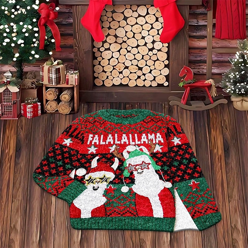 Irregular Knit-Like Christmas Floor Rug, Soft and Dirt-Resistant Bedroom Bedside Mat, Ready Stock Wholesale