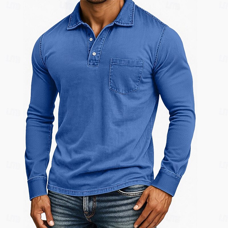 Men's Polo Golf Shirt Business Casual Classic Short Sleeve Fashion Basic Solid Color Color Block Pocket Buttons Summer Spring &  Fall All Seasons Regular Fit Black Blue Light Green Dark Blue Pink Gray