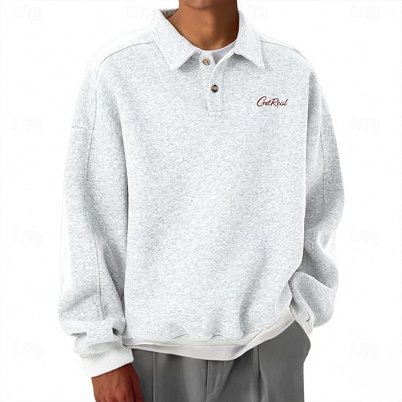 Men's Sweatshirt Black White Gray Lapel Plain Sports & Outdoor Daily Holiday Polyester Streetwear Basic Casual Spring Fall Clothing Apparel Hoodies Sweatshirts3
