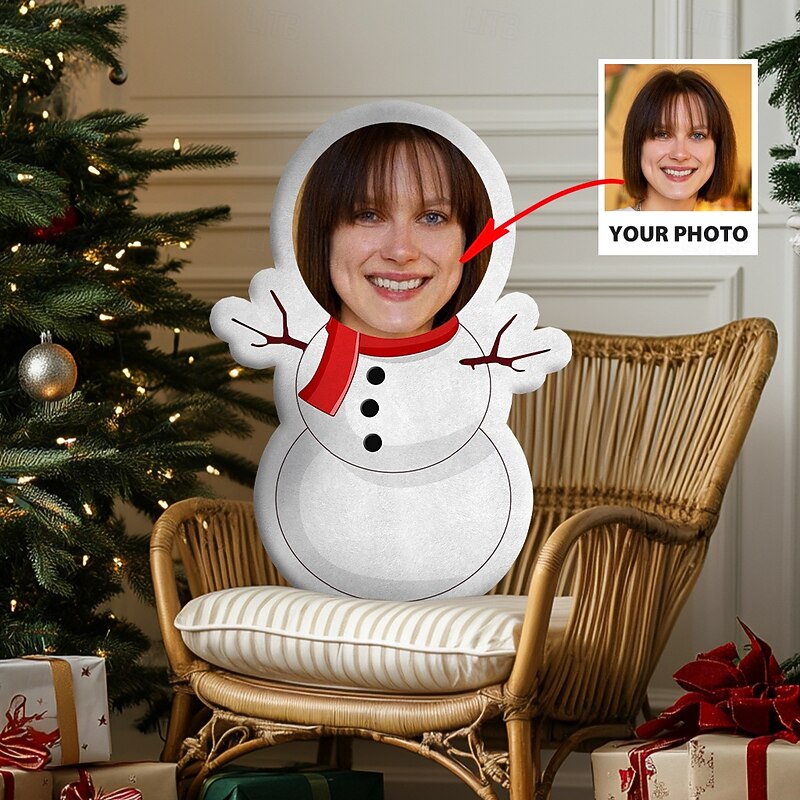 Personalized Customized Christmas Face Pillows With Santa Elf Snowman Designs Fun Holiday Decoration Unique Gift Idea For Family Kids Friends Home Celebrations4