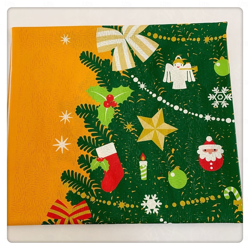 Christmas Door Curtain with Xmas Tree, Special Printed Fabric, High Color Fastness, Vibrant Colors, Odor-Free Holiday Decoration3