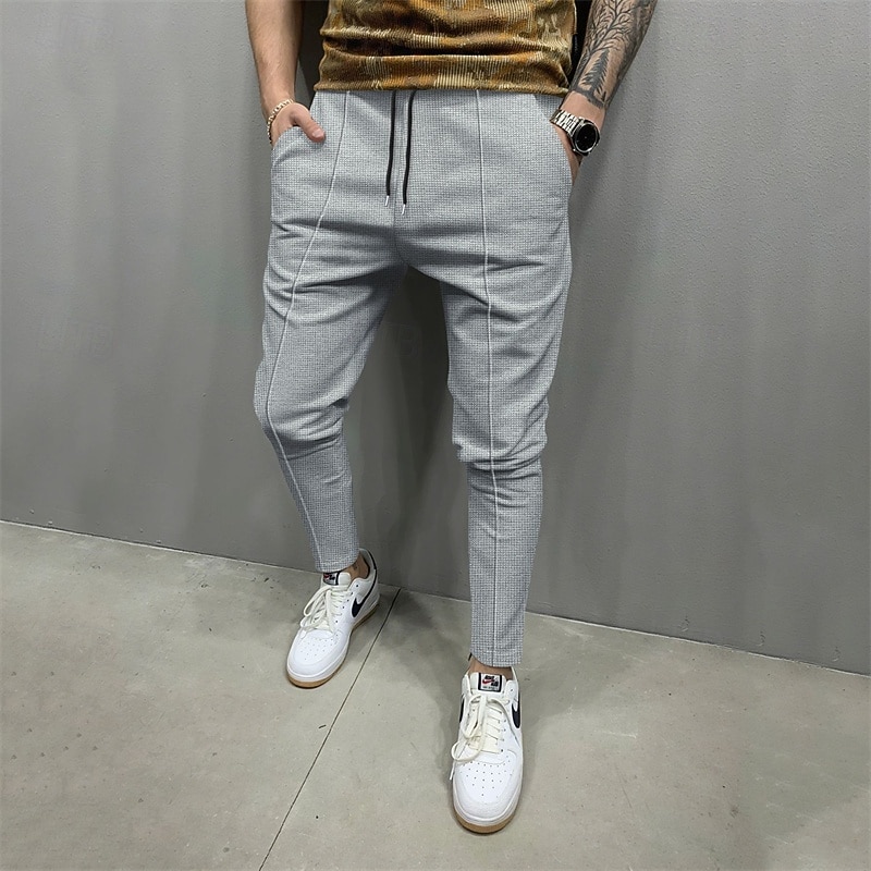 Men's Sweatpants Joggers Trousers Drawstring Pocket Elastic Waist Plain Comfort Sports Outdoor Daily Fashion Casual Light Khaki Black Micro-elastic2