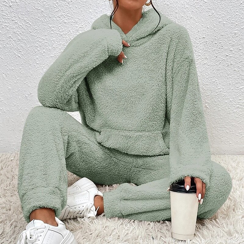 Women's 2 Piece Tracksuit Lounge Hoodie Sweatsuit Sets Solid Colored Clothing Suit Fall & Winter Black White Gym Outdoor Running Long Sleeve Sport Activewear Micro-elastic Regular Fit3