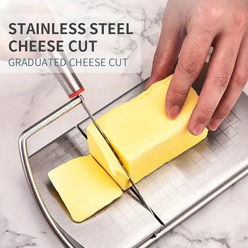 Stainless Steel Cheese Slicer with Measurement Markings – Butter and Cheese Cutter, Kitchen Baking Tool for Home Use, Easy Slice and Portion2