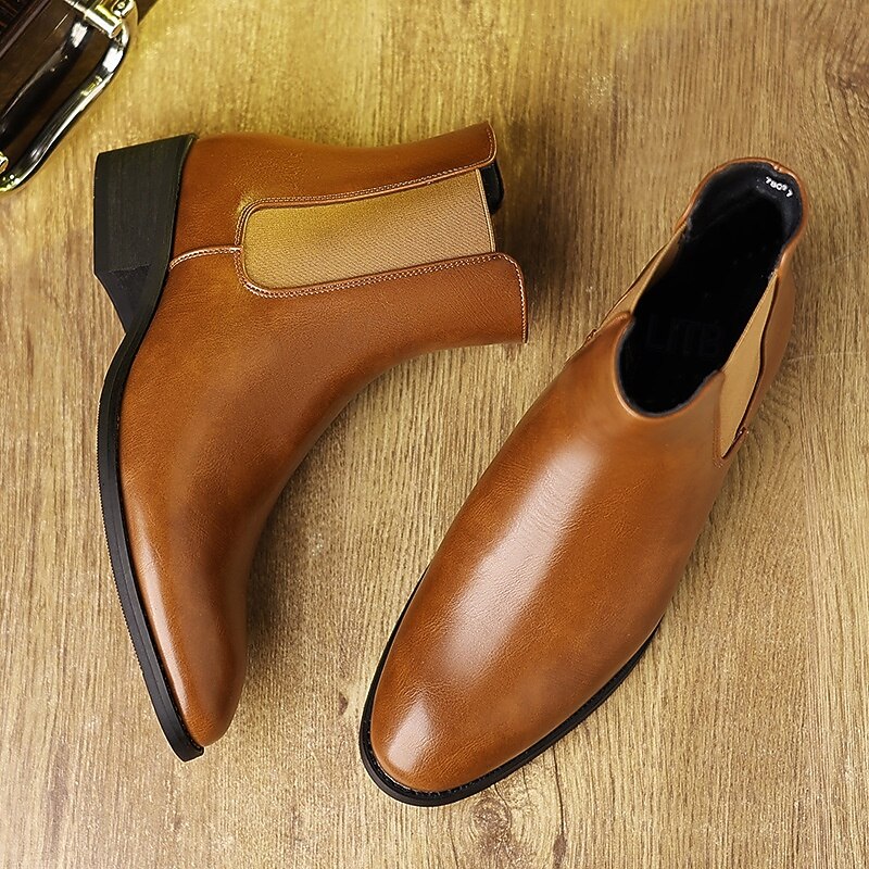 Men's Brown Chelsea Boots – Classic Slip-On Ankle Boots with Elastic Side Panel for Business Casual, Office and Evening Parties3