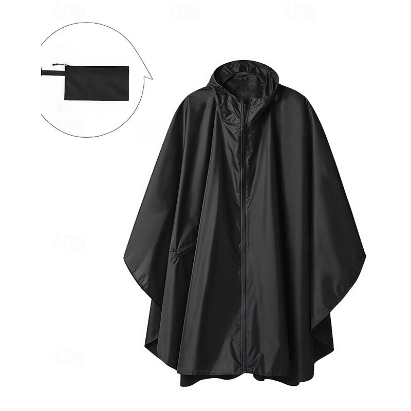 Women's Cloak / Capes Waterproof Windproof Patchwork Zipper Irregular Hem Casual Plain Outdoor Vacation Street Daily Wear Long Hooded Loose Fit Long Sleeve Outerwear Black Yellow Blue Fall Winter2